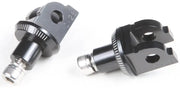 Black aluminum 6866N footpeg adapter with threaded bases for racing footpegs