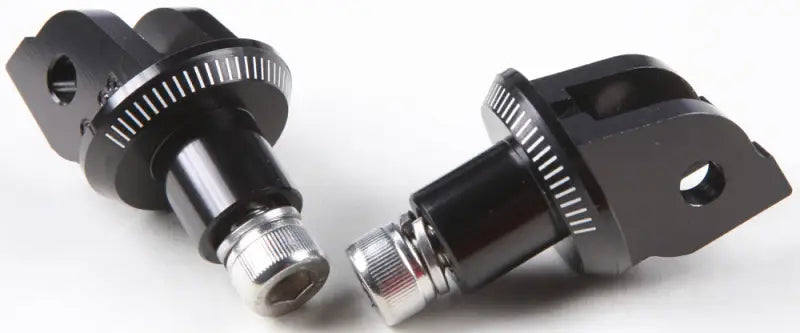 Black aluminum racing footpegs with quick-release hex screw bases for 6867N footpeg adapter