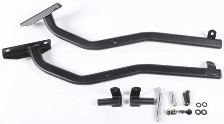 Black matte black motorcycle saddlebag support brackets for hard luggage mounting hardware