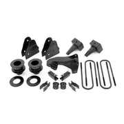 Readylift 3.5'F/1.0'R Sst 17 F250 1-piece driveshaft suspension lift kit components for enhanced ground clearance and aggressive stance.