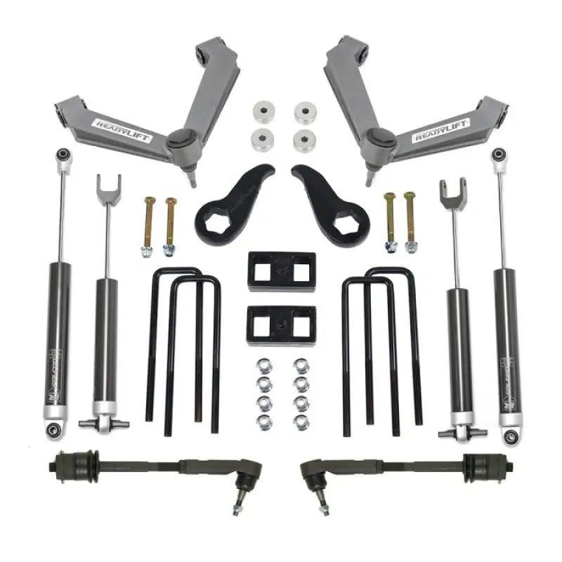 Truck suspension lift kit showcasing the 69-35140 Readylift SST lift kit for front and rear elevation