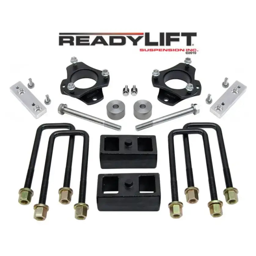 Readylift suspension lift kit components for 69-5212 Tacoma TRD, SR5, Rock W models with bolts, brackets, and spacers.