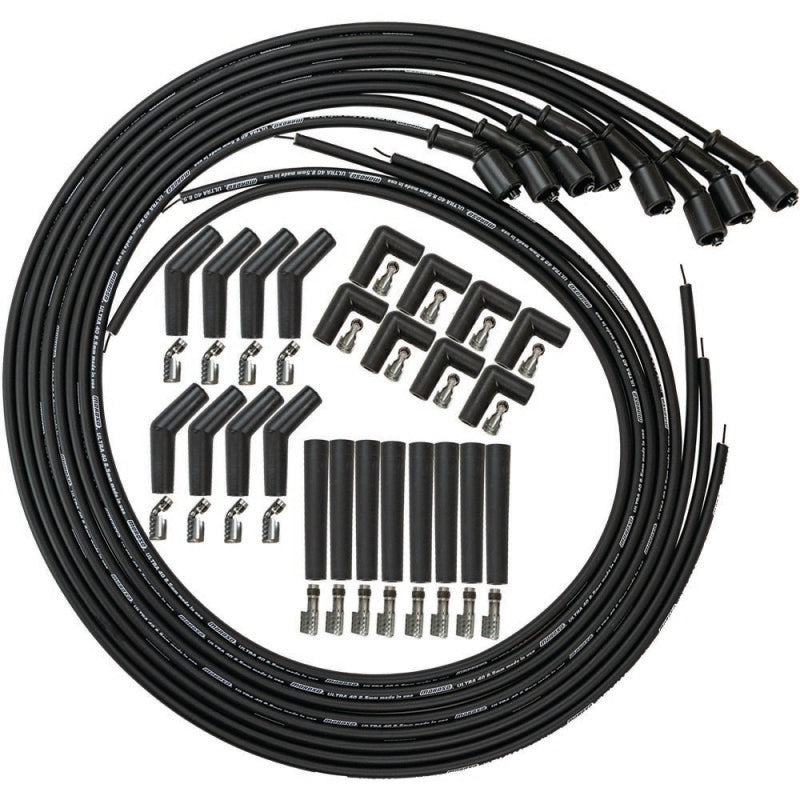 Moroso 73749 Moroso GM LS/LT 8.5mm Ultra 40 Universal Wire Set - Black w/90/135/Straight Plug Ends
