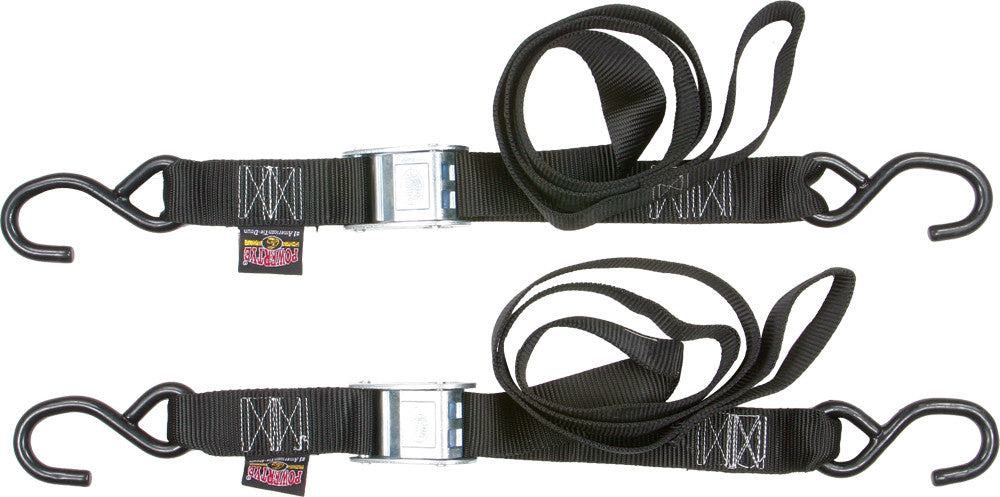 Powertye 2" Fat Straps Straps/Tie-Downs 28622 - Black TIE-Down Cam S-Hook 1.5 X5.5 Pair