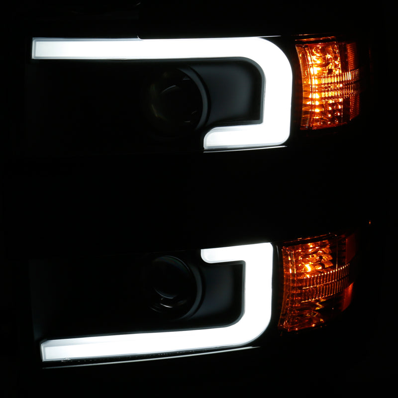 ANZO 111363 ANZO Projector Headlights With Plank Style Design Black w/Amber 15-17 Chevrolet Silverado 2500/3500
