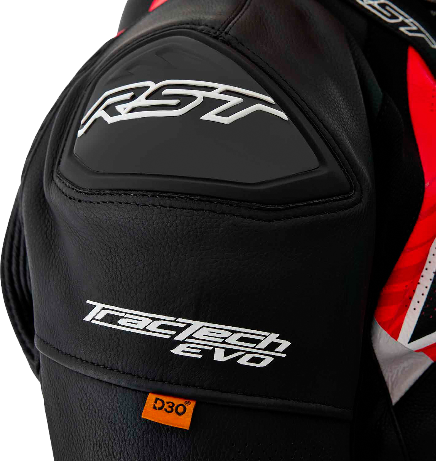 Tractech Evo D3o Jacket Blk/Flo Red Leather Xl