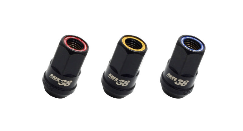 Wheel Mate HR3805BY HR3805BY Muteki HR38 Open End Lug Nuts 12x1.25 Black Chrome / Yellow Ring