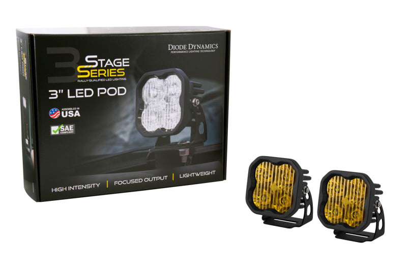 Diode Dynamics SS3 LED Pod Pro - Yellow SAE Fog Standard (Pair) - DD6134P