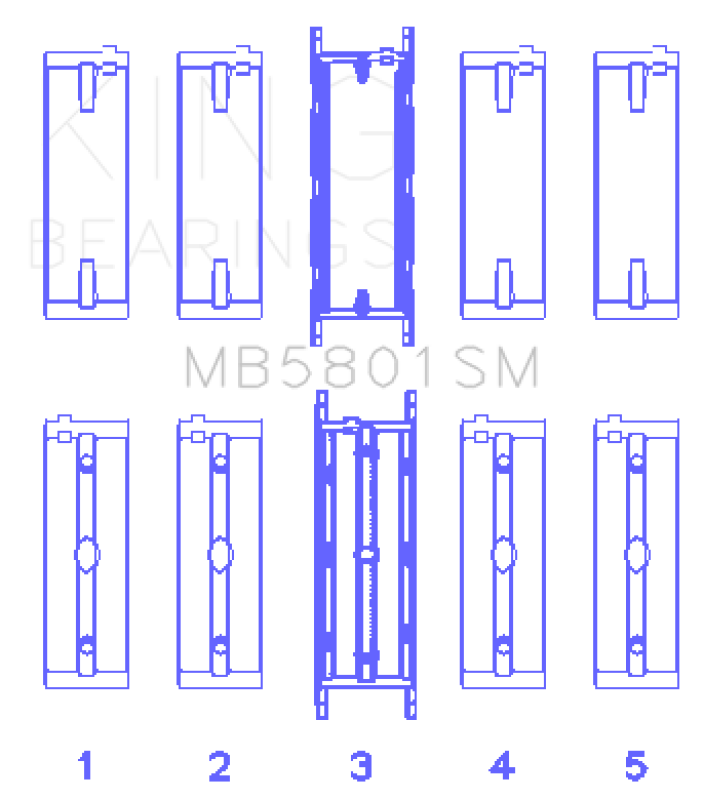 King Engine Bearings MB5801SM0.25 King BMW N63/S63 (Size +0.25mm) Crankshaft Main Bearing Set