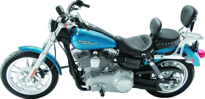 Mustang Motorcycle 79346 Mustang 06-17 Harley Dyna Wide Touring Solo Seat w/Driver Backrest w/Studs - Black