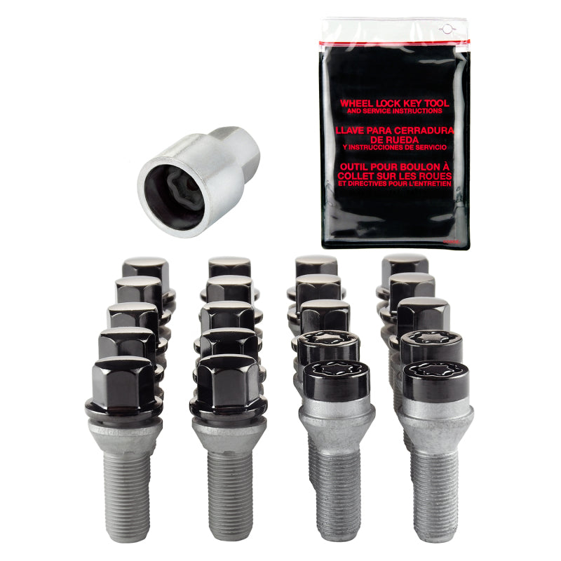 McGard 67200BK McGard 5 Lug Hex Install Kit w/Locks (Cone Seat Bolt) M14X1.5 / 17mm Hex / 28.0mm Shank L. - Black - 67200BK