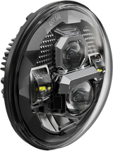 Round LED headlight with chrome accents for Rugged Ultra View 7 Inch LED Headlight Rugged Ultra View Black