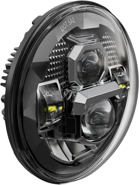 Round LED headlight with chrome accents for Rugged Ultra View 7 Inch LED Headlight Rugged Ultra View Black