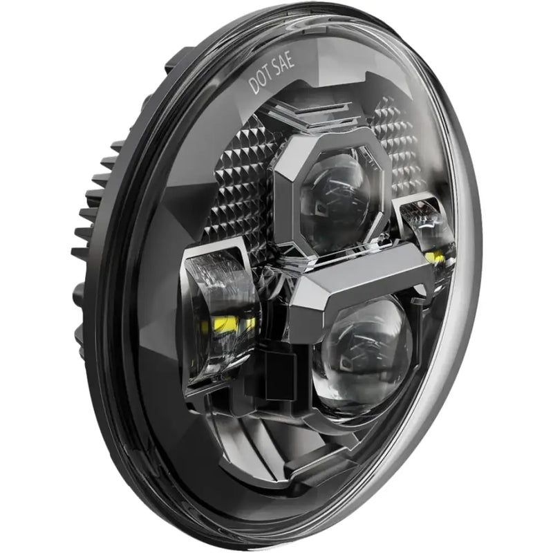 Round LED headlight with chrome accents for Rugged Ultra View 7 Inch LED Headlight Rugged Ultra View Black