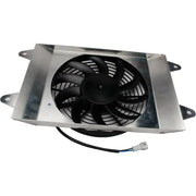 Silver-framed cooling fan with black blades for ATV UTV cooling, direct OEM replacement