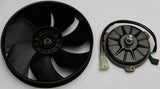 Black automotive cooling fan assembly with electric motor for UTV cooling fan systems