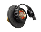 Black plastic and brass water inlet with strainer for products cab barel ctch