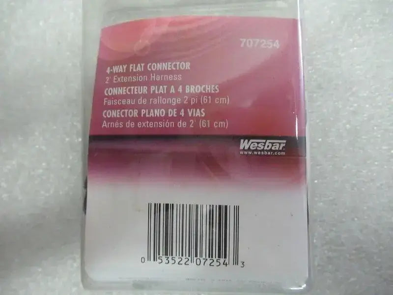 707254 Wesbar 4Flat Ext Harness 2’ Long - Trailer Wiring Connector