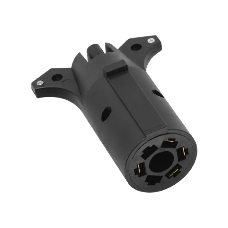 Black seven-pin trailer wiring adapter for Wesbar 7-Way Blade to 4-Flat connections