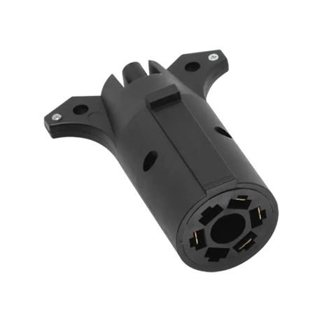 Black seven-pin trailer wiring adapter for Wesbar 7-Way Blade to 4-Flat connections