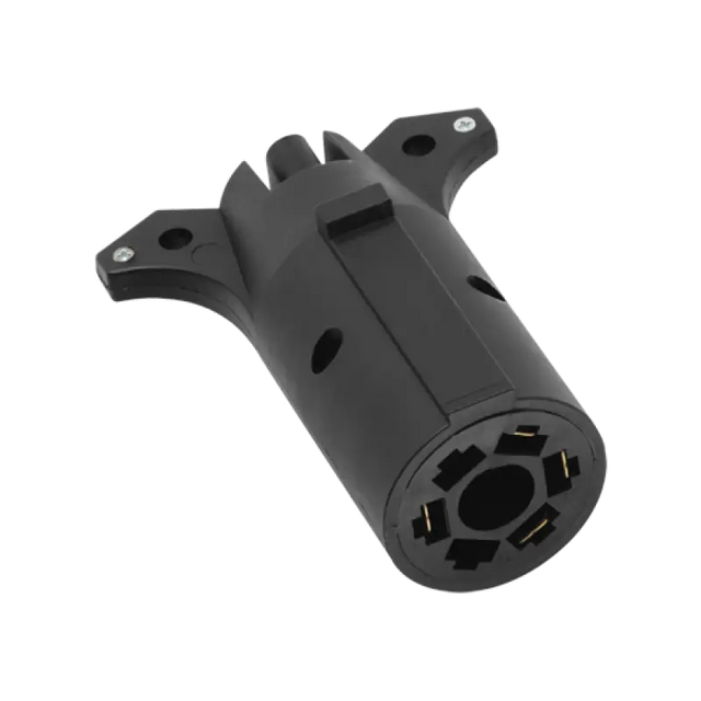 Black seven-pin trailer wiring adapter for Wesbar 7-Way Blade to 4-Flat connections