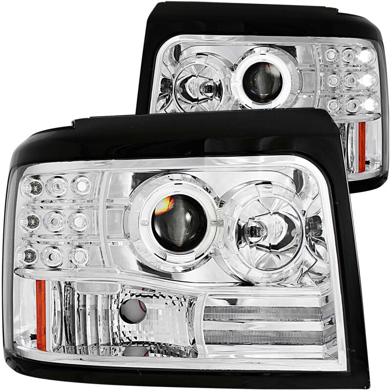 ANZO 111183 ANZO 1992-1996 Ford F-150 Projector Headlights w/ Halo Chrome w/ Side Markers and Parking Lights