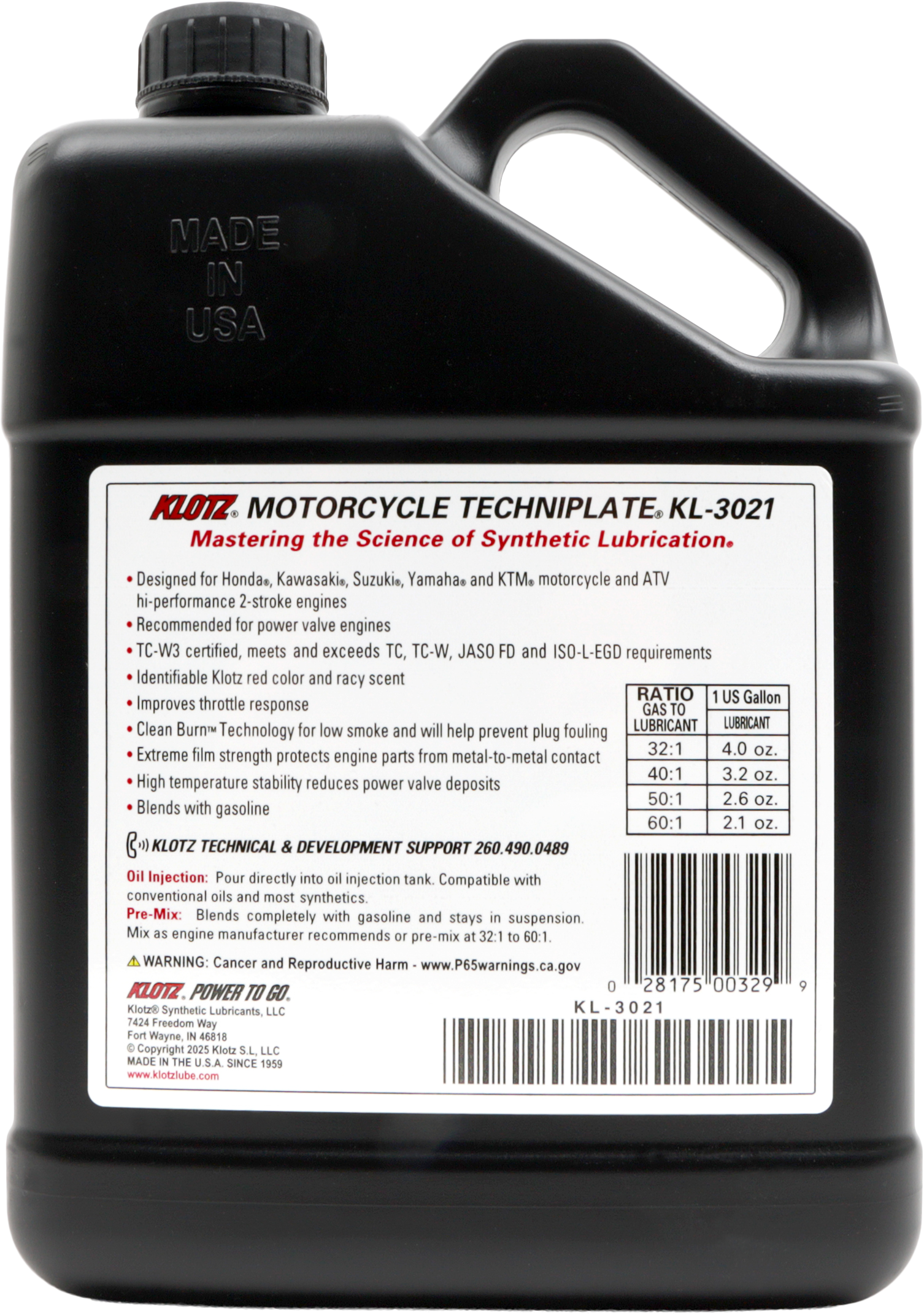Klotz Motorcycle TC-W3 2T Oil Chemicals KL-3021 - Techniplate Synthetic TC-W3 Gal Case