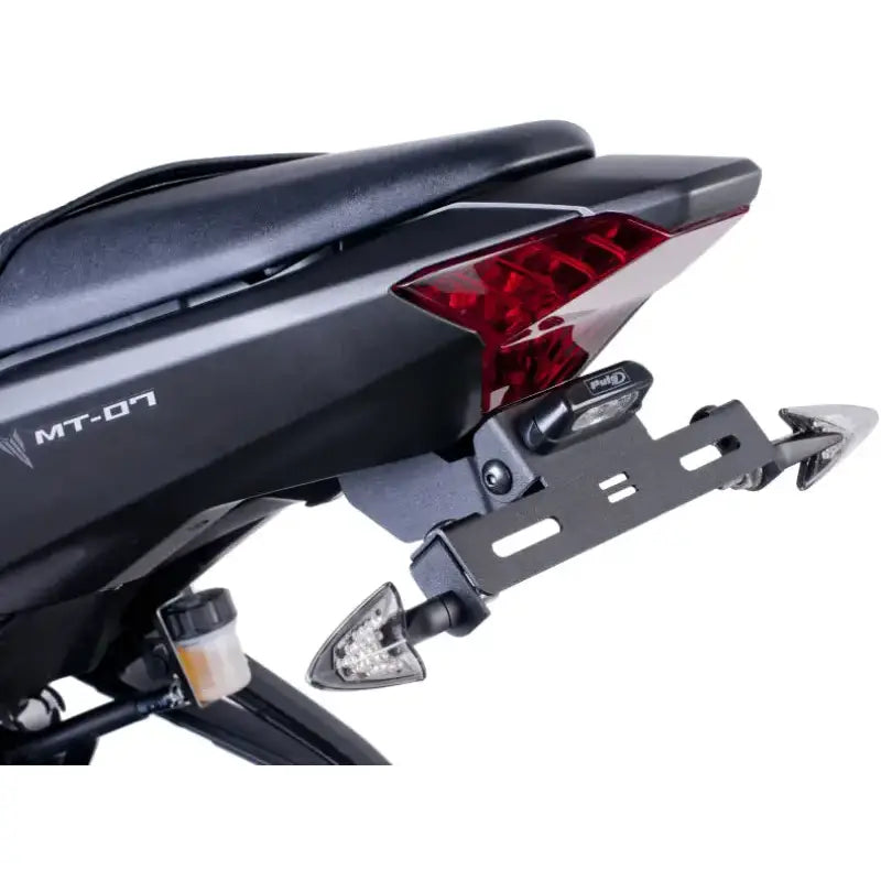 Motorcycle rear end with license plate holder showcasing 7108N Fender Eliminator Kit Black