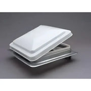White RV roof vent on Heng’s Universal Vent 71112A-C for easy 12V setup