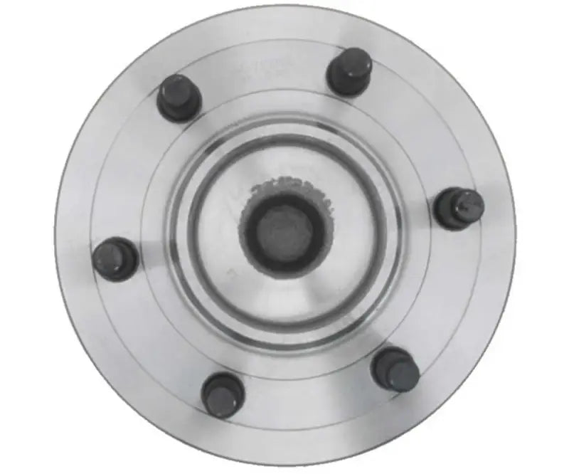 Silver Raybestos 715042 wheel hub assembly with black bolts