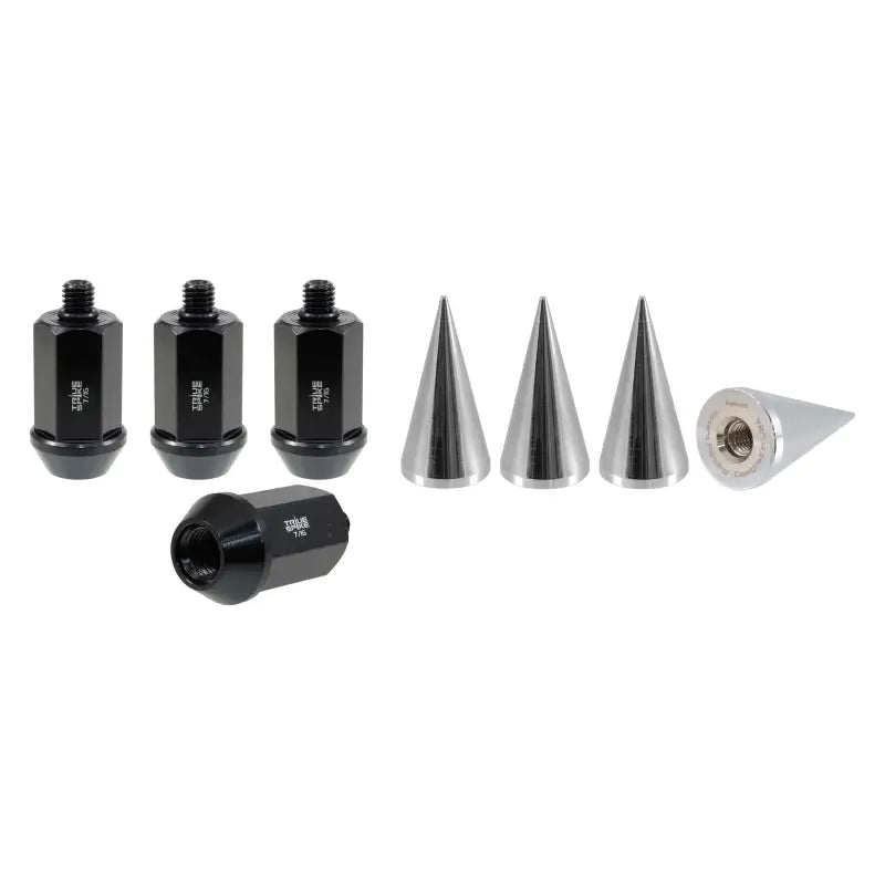Black lug nuts with silver spike covers for 71620K175 True Spike Wheel installation kit
