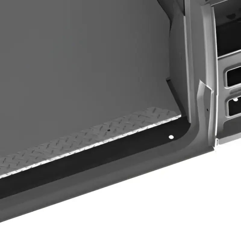 Diamond-patterned metal step on Legend Fleet Aluminum Top Sill for fleet aluminum setup