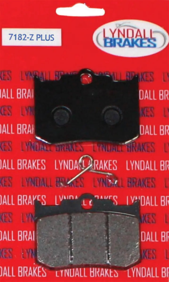 Motorcycle brake pad with retaining clip for extreme machine caliper by Lyndall Brakes