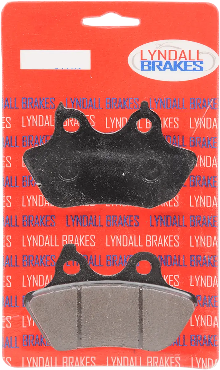 Black and gray Lyndall brakes brake pads with Gold+ for better stopping power on a red card