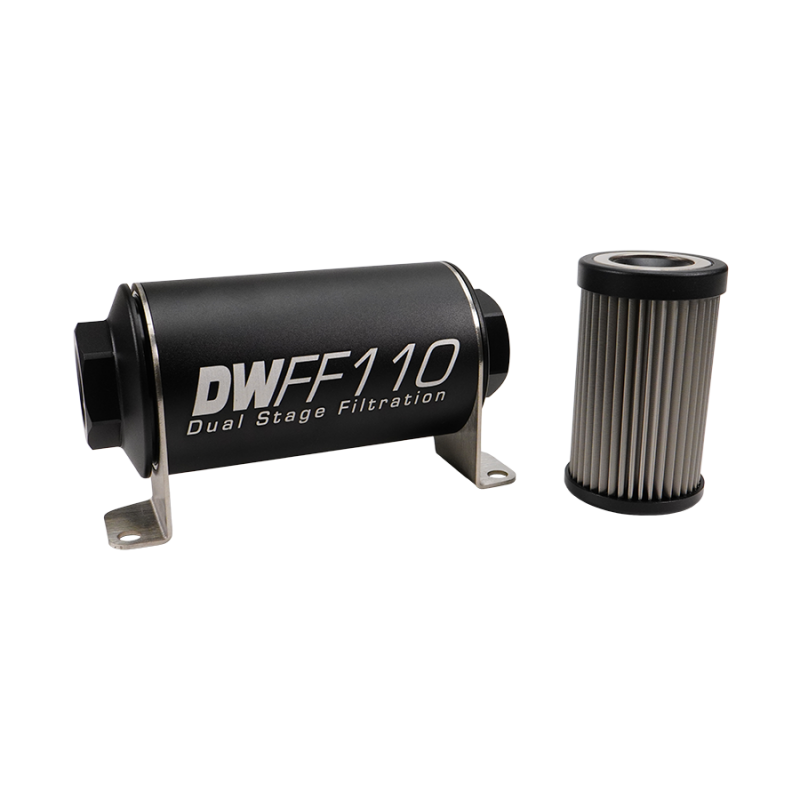 DeatschWerks 8-03-110-010K DeatschWerks Stainless Steel 8AN 10 Micron Universal Inline Fuel Filter Housing Kit (110mm)