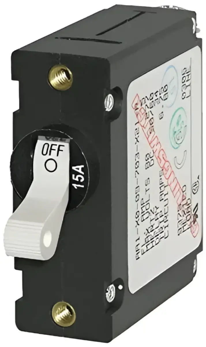 7214BSS Blue Sea Circuit Breaker Aa1Toggle, durable electrical component with 15A toggle switch.