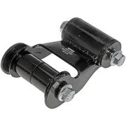 Black metal suspension shackle with bushings and bolts from Dorman Shackle Kit