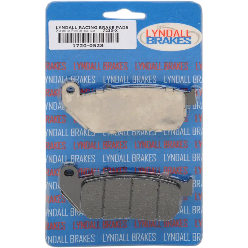New 7233-X Lyndall Brakes brake pads in packaging for Lyndall Brakes Extreme series