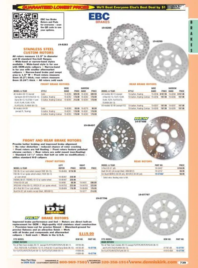 Catalog page showing Lyndall Brakes 7234-G+ Gold Plus motorcycle brake rotors