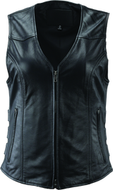 River Road Plains Leather Vest Black Womens - XL - 094415