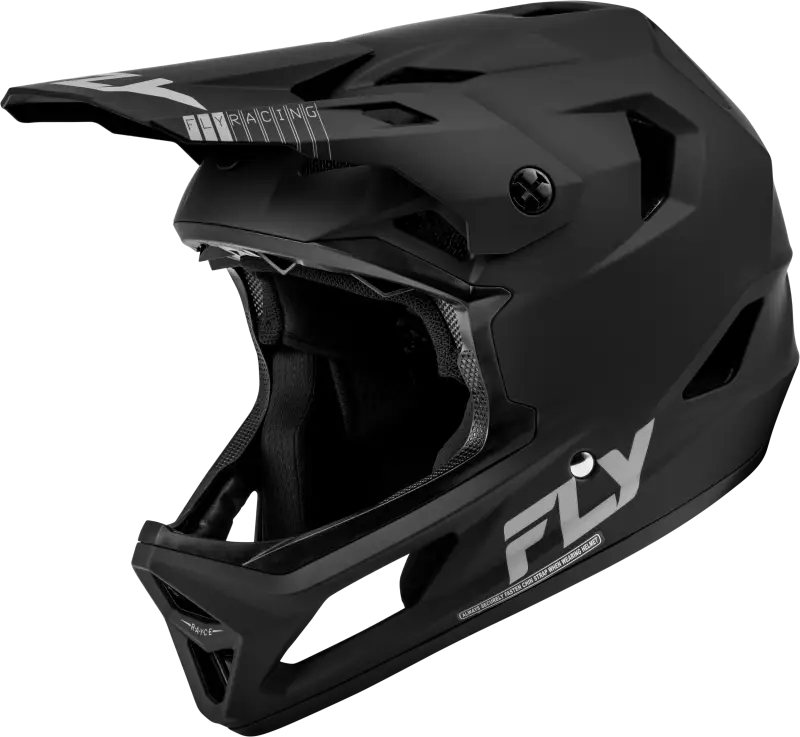 Black full-face helmet from 73-3613L Rayce Helmets Matte Black Lg Fly Racing