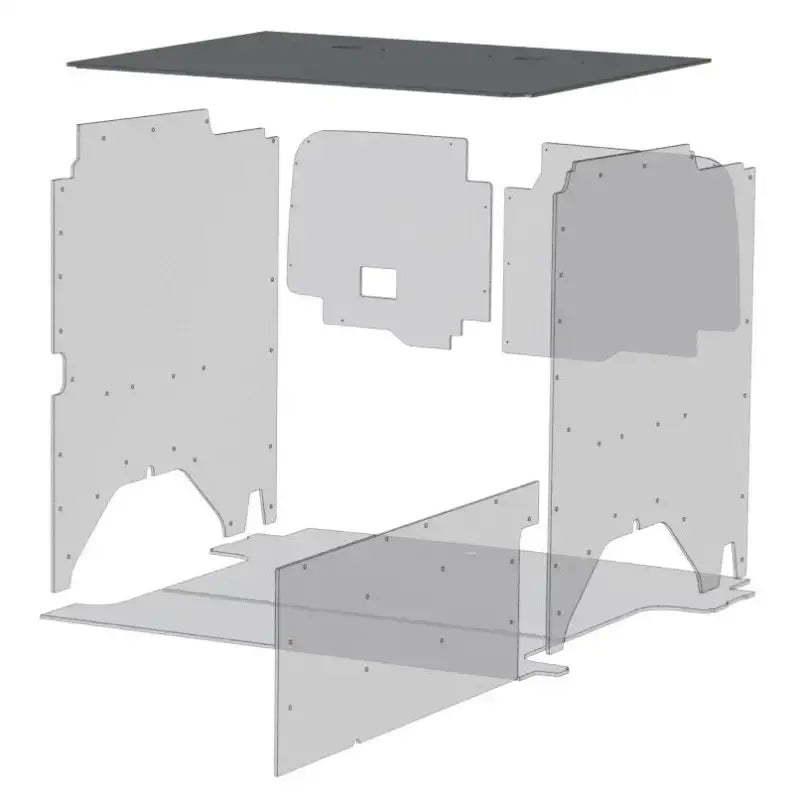 Exploded view of Van interior paneling with Legend Fleet Duratherm ceiling liner