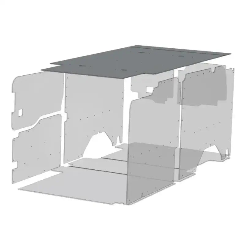 Exploded view of van interior paneling showing Legend Fleet Duratherm ceiling liner