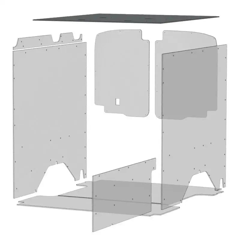 Exploded view of van interior paneling with Legend Fleet Duratherm ceiling liner