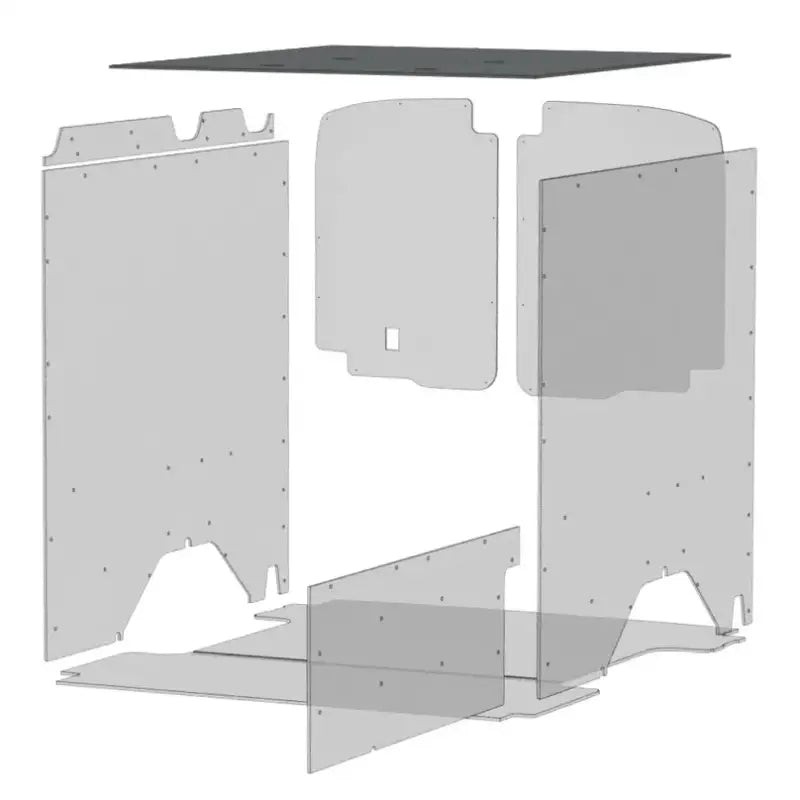 Exploded view of van interior paneling with Legend Fleet Duratherm ceiling liner