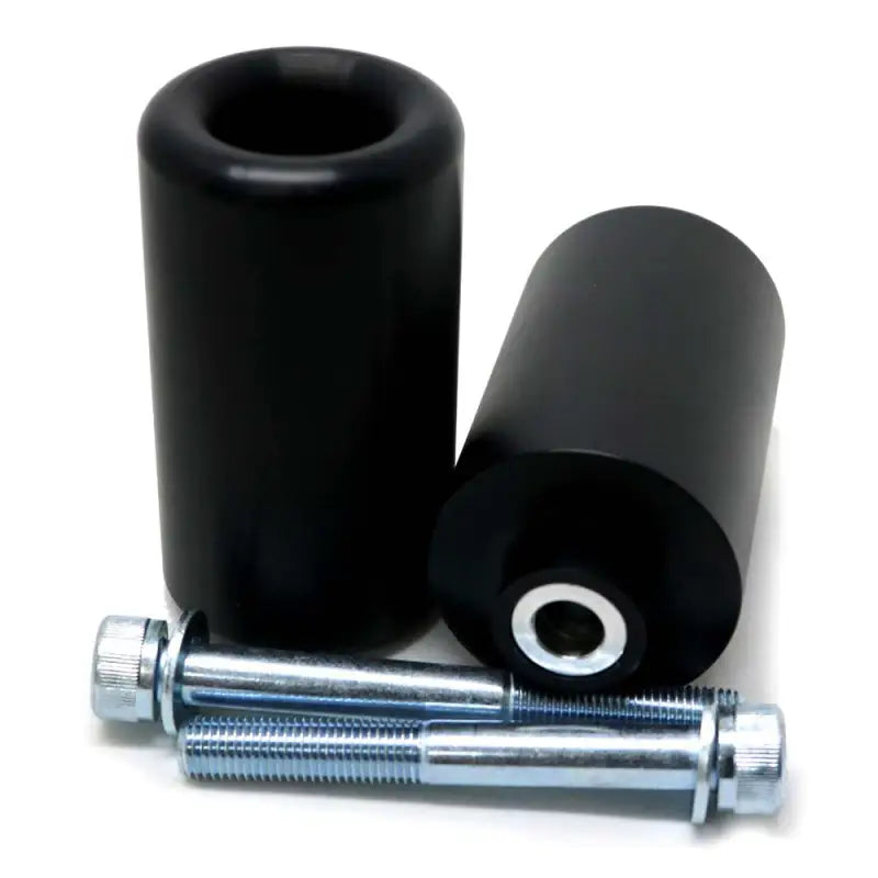 Black Shogun Frame Sliders with mounting bolts for bike protection and style
