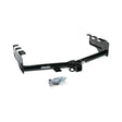 Draw-Tite trailer hitch rear class IV with 2-inch square receiver tube, solid all-welded construction, black powder-coated finish, and installation hardware.