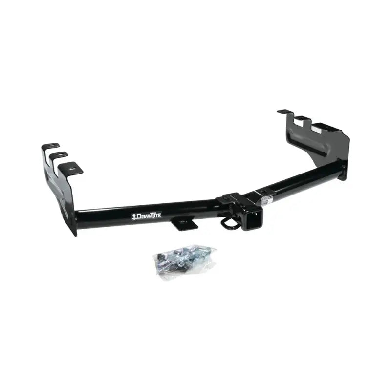 Draw-Tite trailer hitch rear class IV with 2-inch square receiver tube, solid all-welded construction, black powder-coated finish, and installation hardware.
