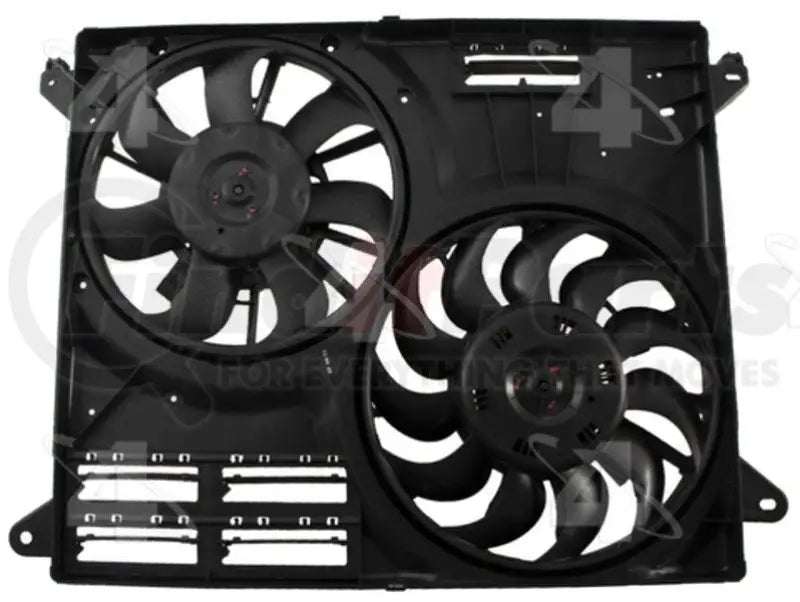 Black Four Seasons rad cond fan assembly with dual fans and white accents