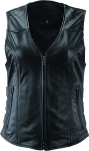 River Road Plains Leather Vest Black Womens - Large - 094414